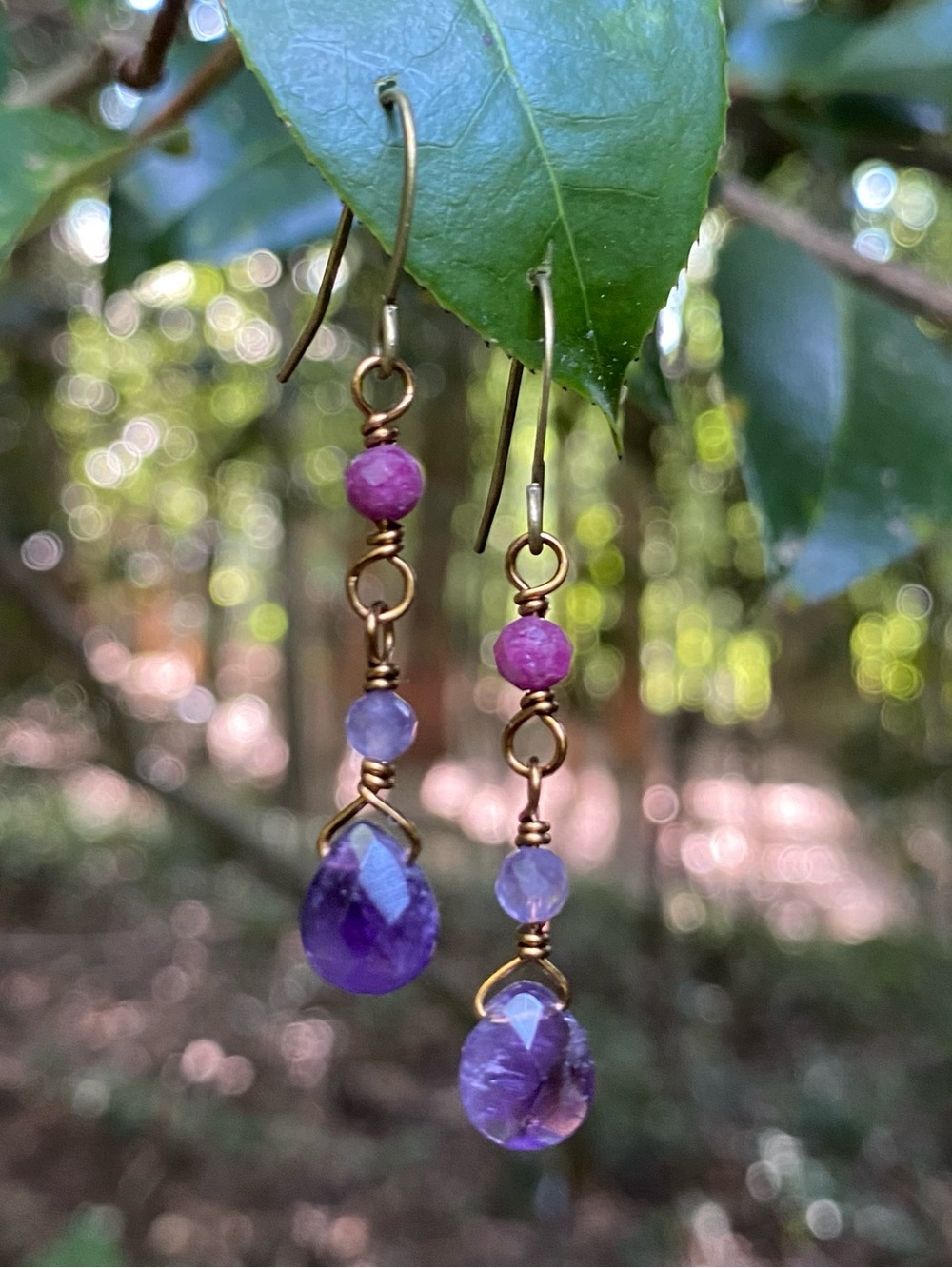 Amethyst Teardrop Dangle Earrings